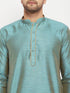 VASTRAMAY Men's Aqua Blue Silk Blend Kurta
